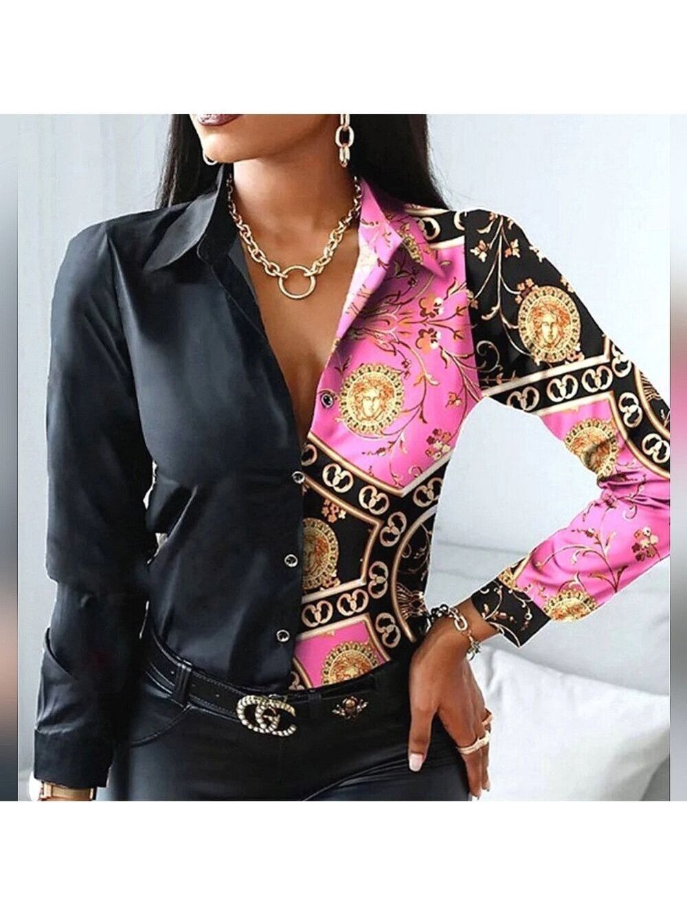 "JULIANA" DESIGNER PLUS SIZE XXXL COLOUR BLOCK PAISLEY CHAIN PRINT